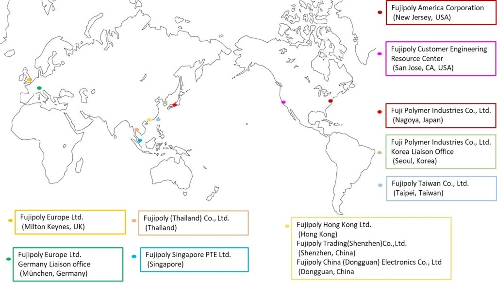 Map showing Fujipoly Manufacturing Locations